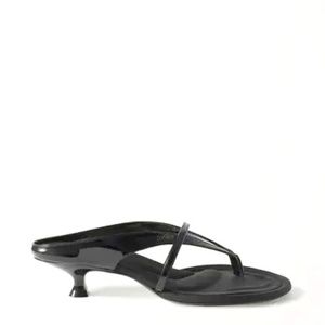 Khaite Monroe Crinkled Patent-Leather Sandal
